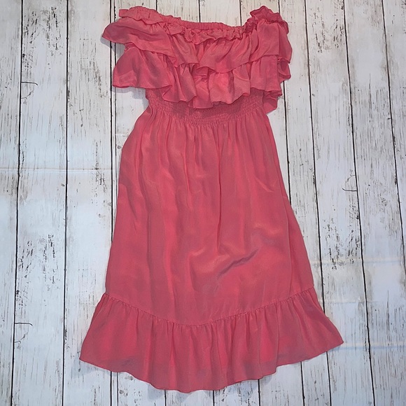 NWT Rebecca Taylor Dress salmon Size 4 Ruffles - Picture 1 of 4